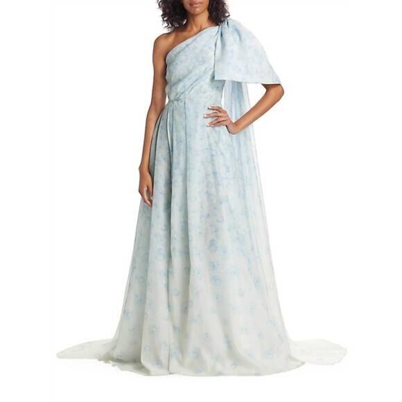 SACHIN & BABI WOMEN'S ONE SHOULDER ANOUK FLORAL‎ DEGRADE BLUE NWT $6200 - Picture 7 of 8